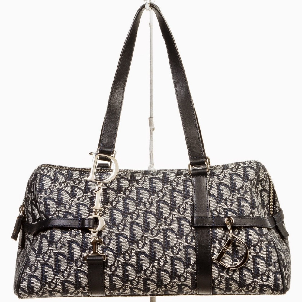 Vintage Christian Dior Blue Monogram charms bag